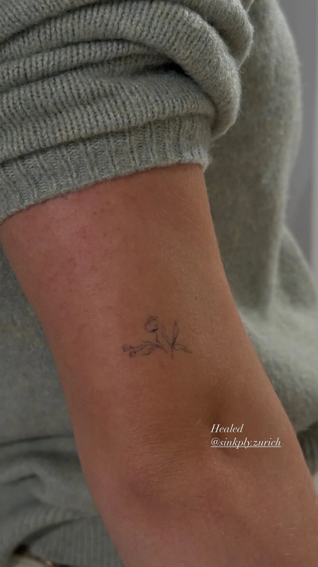 Verheiltes Fine Line Tattoo — Sinkply Zürich