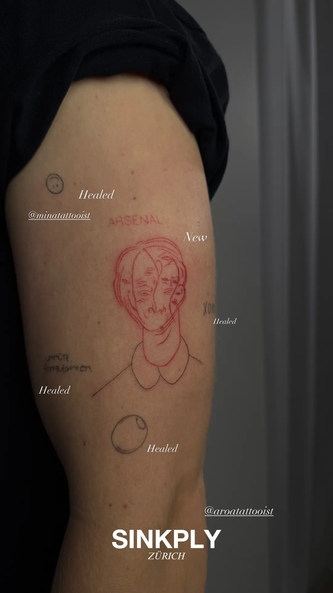 Verheiltes Fine Line Tattoo — Sinkply Zürich