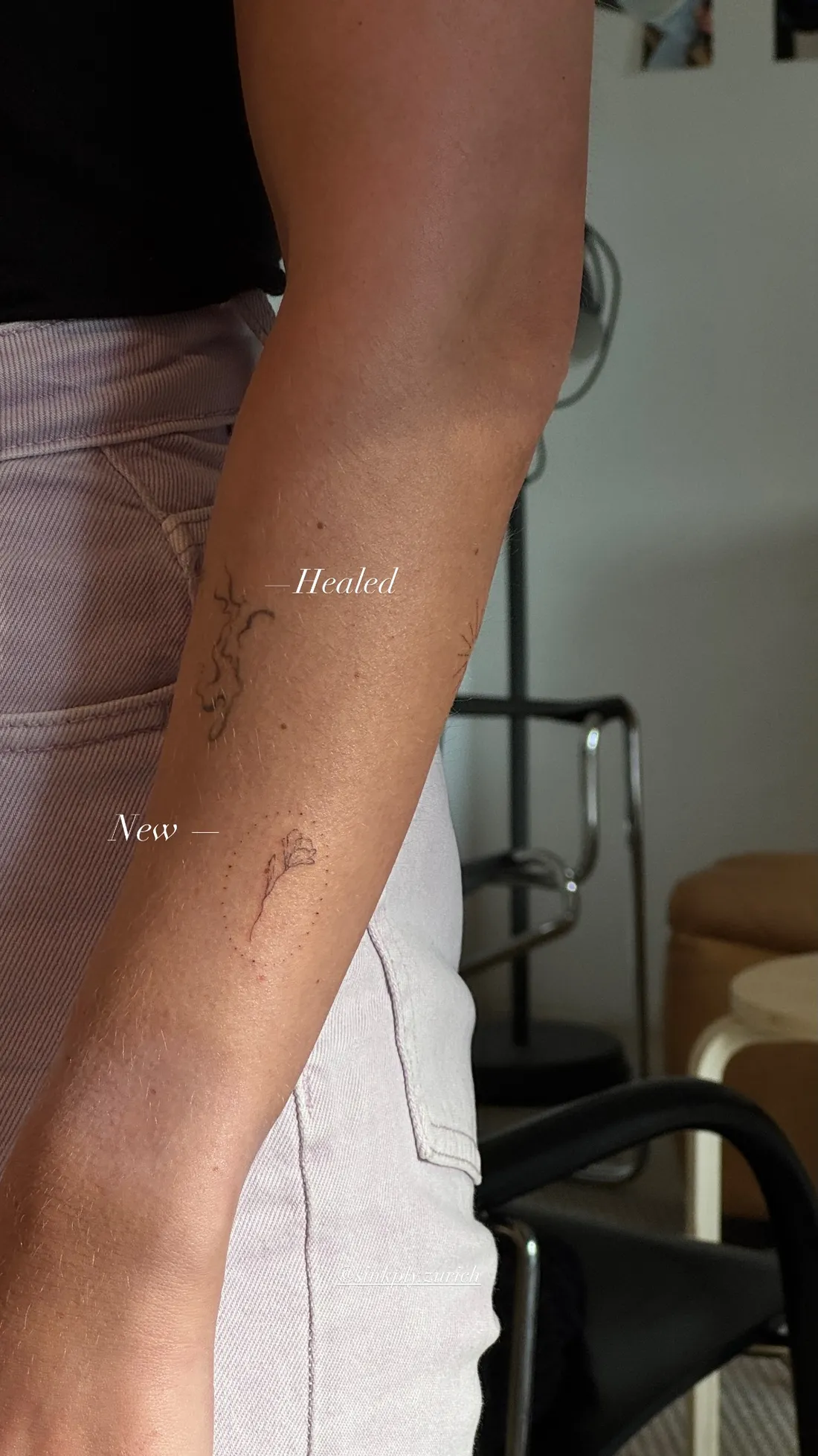 Verheiltes Fine Line Tattoo — Sinkply Zürich