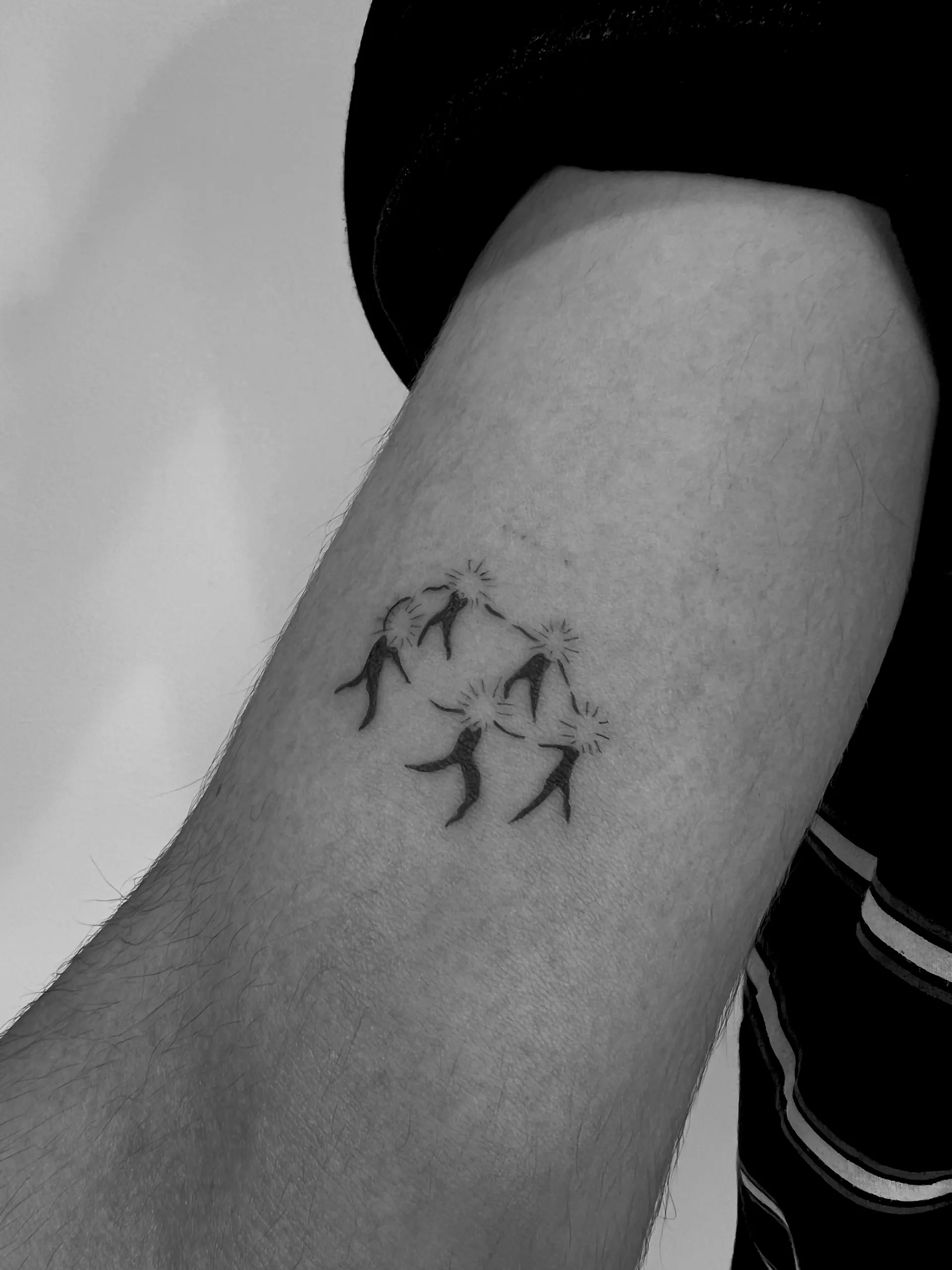Swallows formation arm tattoo